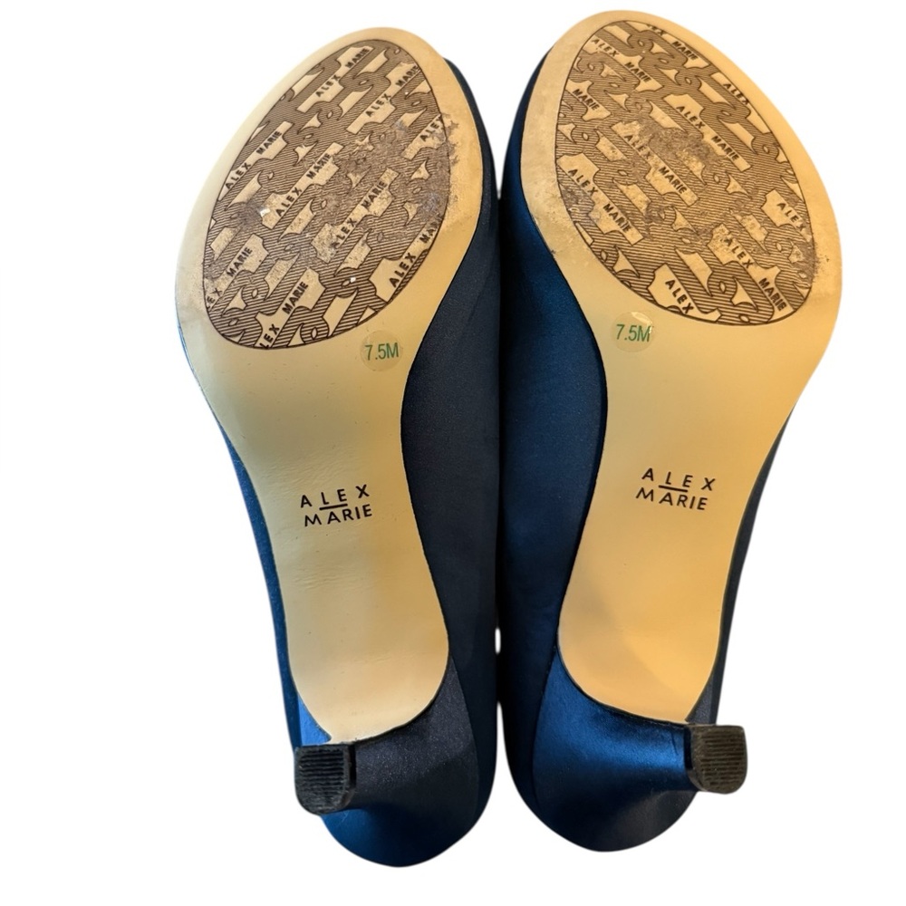 Alex Marie Satin Jeweled Peep Toe Heels in Royal Blue Size 7.5 - Picture 8 of 8